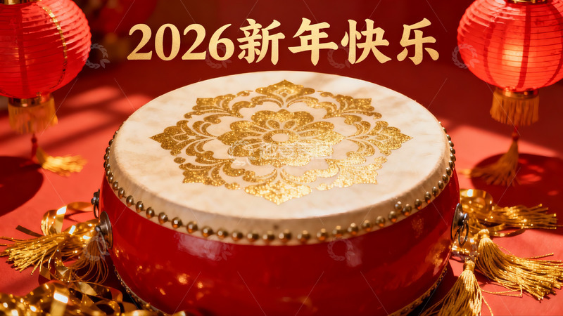 高清大图下载【趣麦麦图】新年红鼓灯笼装饰场景