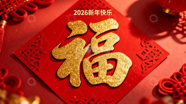 新年红色福字装饰