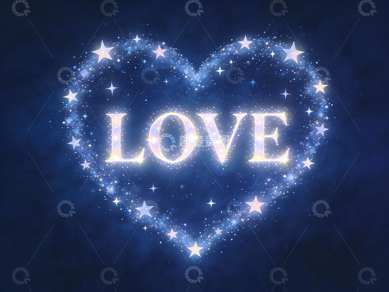 高清大图下载【趣麦麦图】星光心形中的爱字