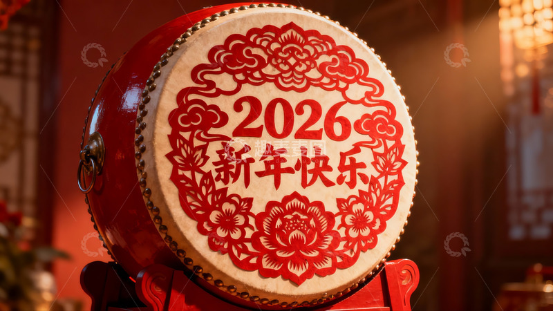 高清大图下载【趣麦麦图】新年鼓装饰寓意吉祥