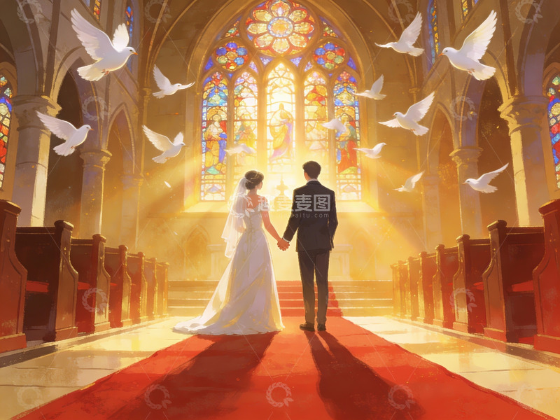 高清大图下载【趣麦麦图】教堂婚礼场景