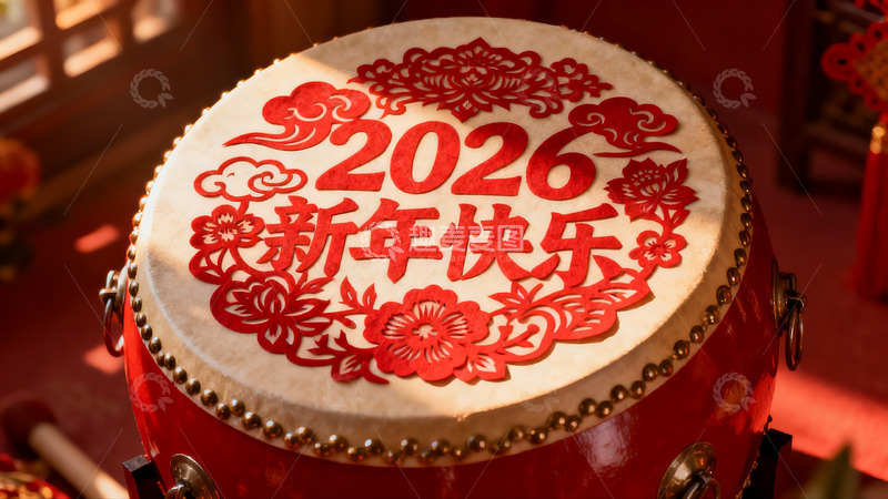 高清大图下载【趣麦麦图】新年鼓面装饰2026年
