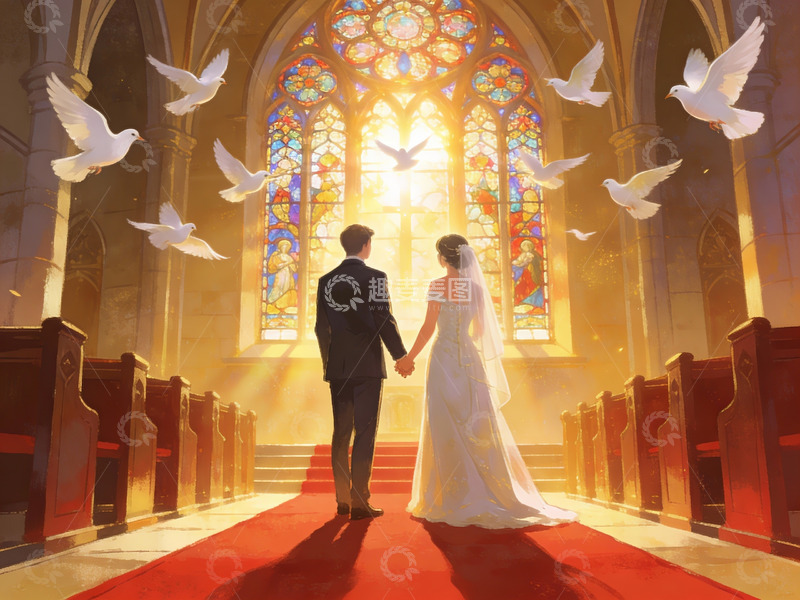 高清大图下载【趣麦麦图】教堂婚礼场景