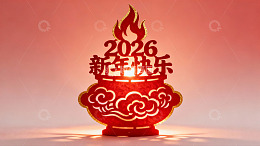 红色新年装饰灯映衬祥云图案