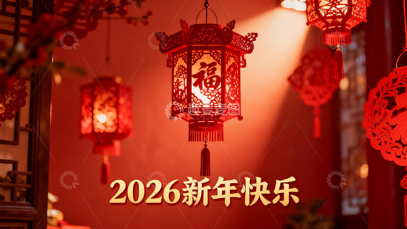 高清大图下载【趣麦麦图】新年红灯笼装饰场景