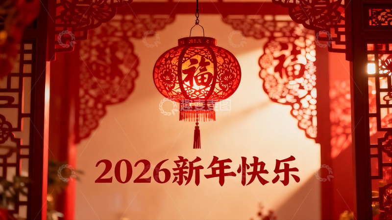 高清大图下载【趣麦麦图】红灯笼映衬新年佳节氛围