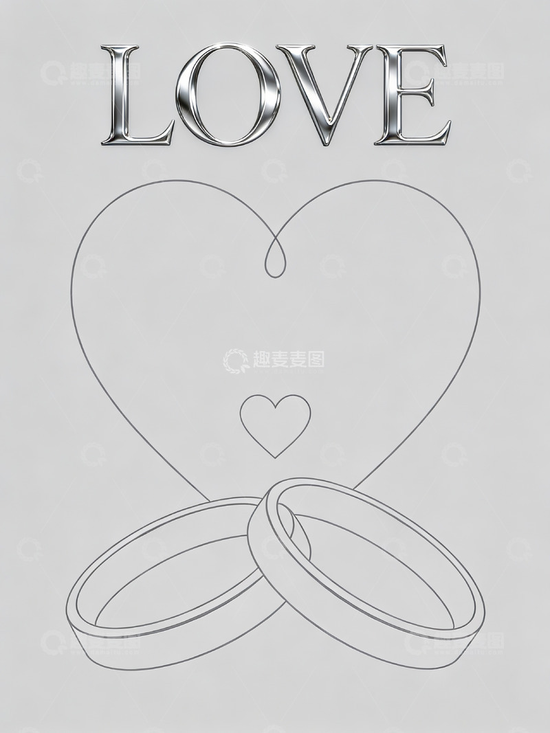 高清大图下载【趣麦麦图】爱与婚戒的象征图案