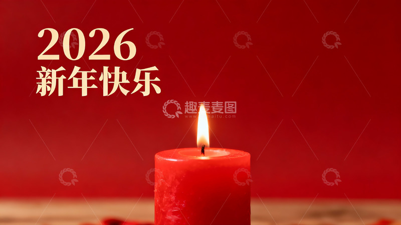 高清大图下载【趣麦麦图】红色蜡烛新年祝福背景