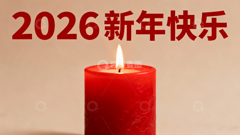 高清大图下载【趣麦麦图】红色蜡烛新年祝福