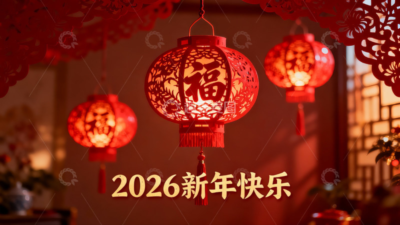 高清大图下载【趣麦麦图】新年红灯笼装饰场景