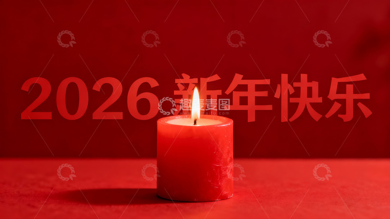 高清大图下载【趣麦麦图】红色蜡烛新年祝福