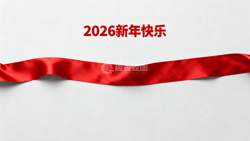 高清大图下载【趣麦麦图】新年红色丝带装饰图案