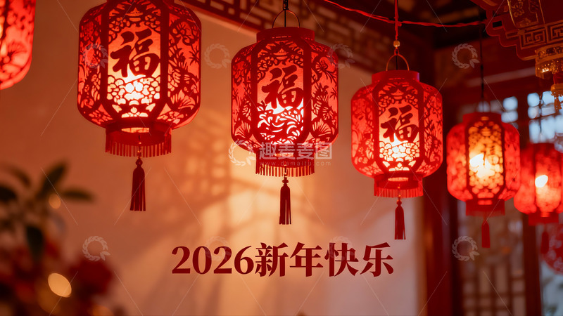 高清大图下载【趣麦麦图】新年红灯笼装饰场景