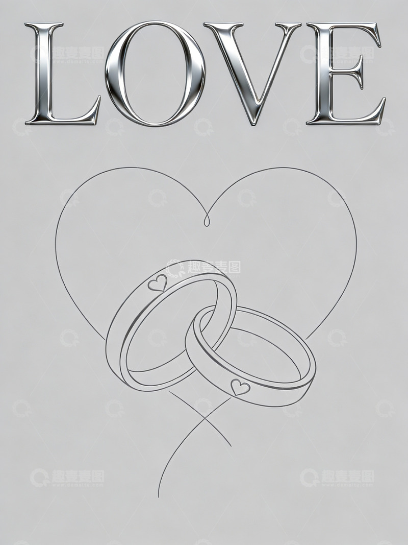 高清大图下载【趣麦麦图】爱与婚戒的象征图案