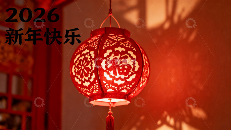 高清大图下载【趣麦麦图】红色灯笼映新年氛围
