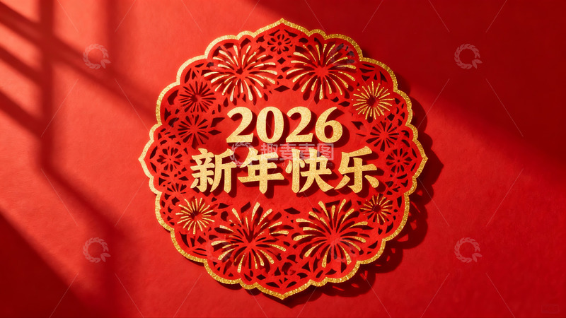 高清大图下载【趣麦麦图】红色剪纸新年祝福图案