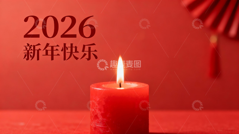 高清大图下载【趣麦麦图】红色蜡烛新年祝福画面