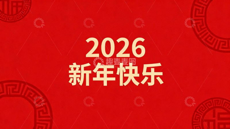高清大图下载【趣麦麦图】2026新年快乐红色背景图