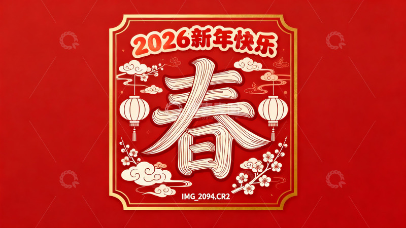 高清大图下载【趣麦麦图】2026新年快乐春节贺卡