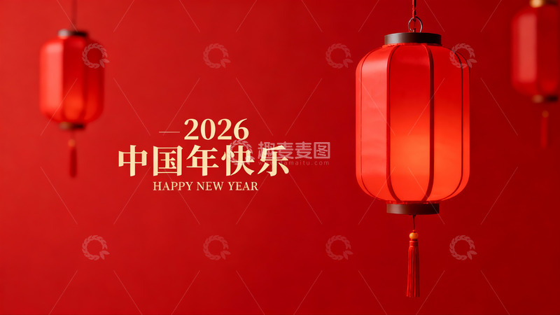 高清大图下载【趣麦麦图】红色灯笼迎新年
