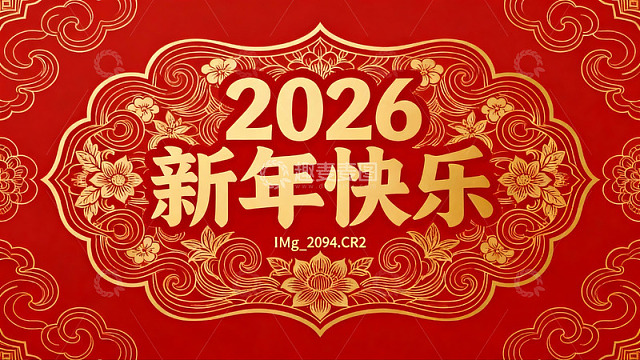 2026新年快乐红色贺卡