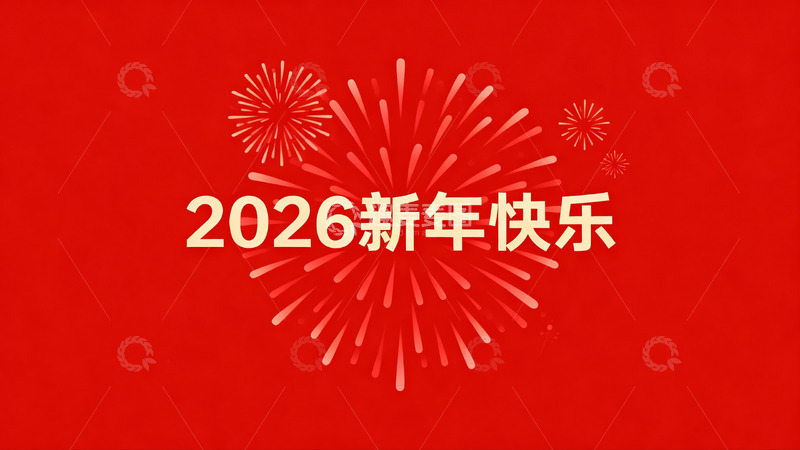 高清大图下载【趣麦麦图】红色背景烟花新年祝福