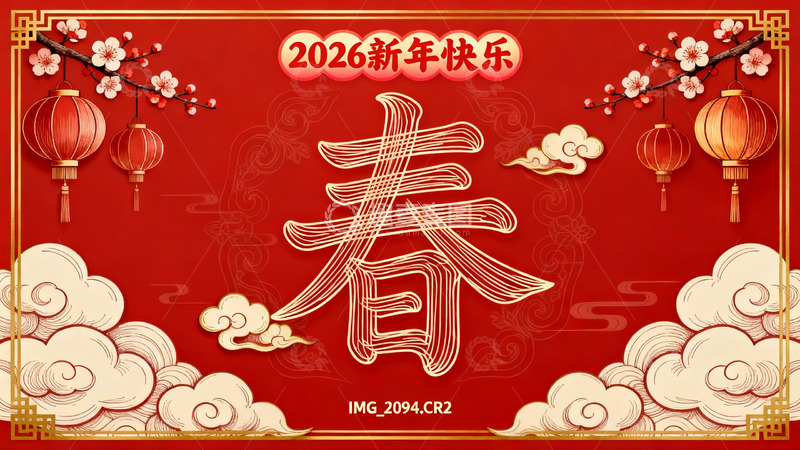 高清大图下载【趣麦麦图】2026新年春节红色喜庆海报