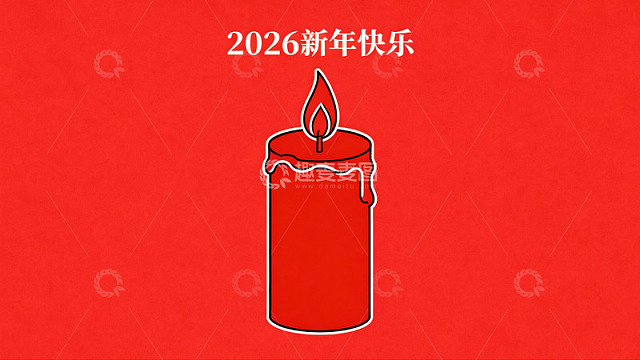 红色背景上的新年蜡烛插画