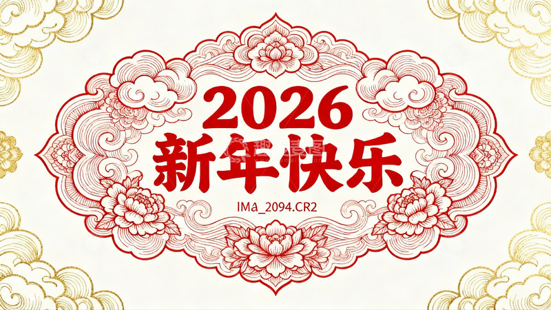 高清大图下载【趣麦麦图】2026新年快乐红色装饰图案