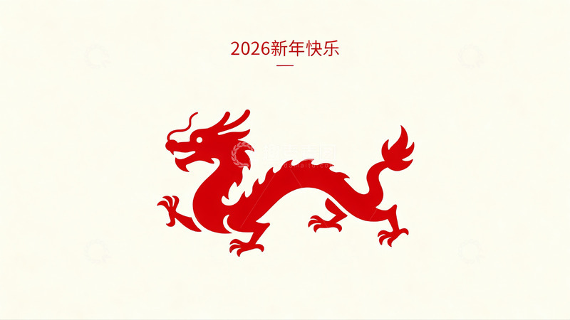 高清大图下载【趣麦麦图】红色龙形图案新年祝福