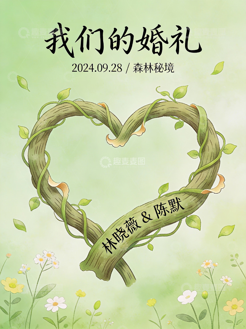 高清大图下载【趣麦麦图】婚礼邀请海报设计
