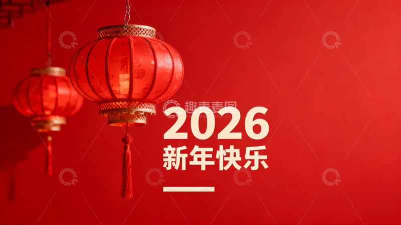 高清大图下载【趣麦麦图】红色灯笼迎新年2026