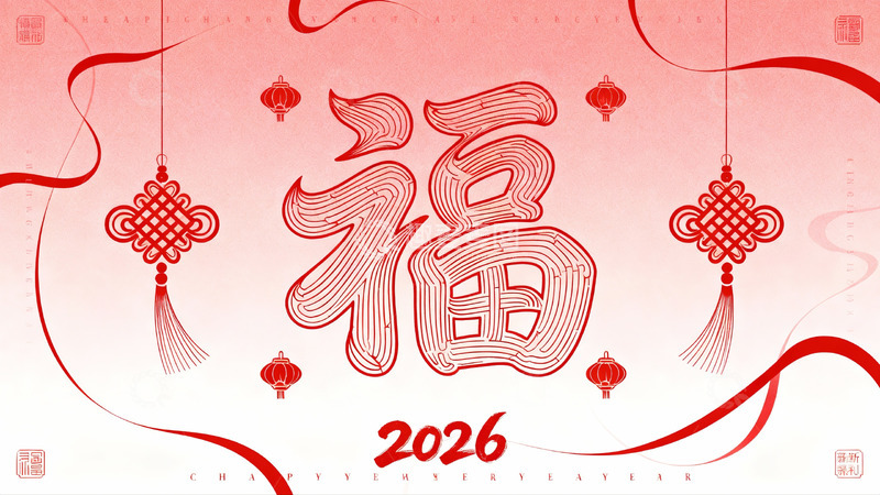 高清大图下载【趣麦麦图】红色福字新年装饰图案