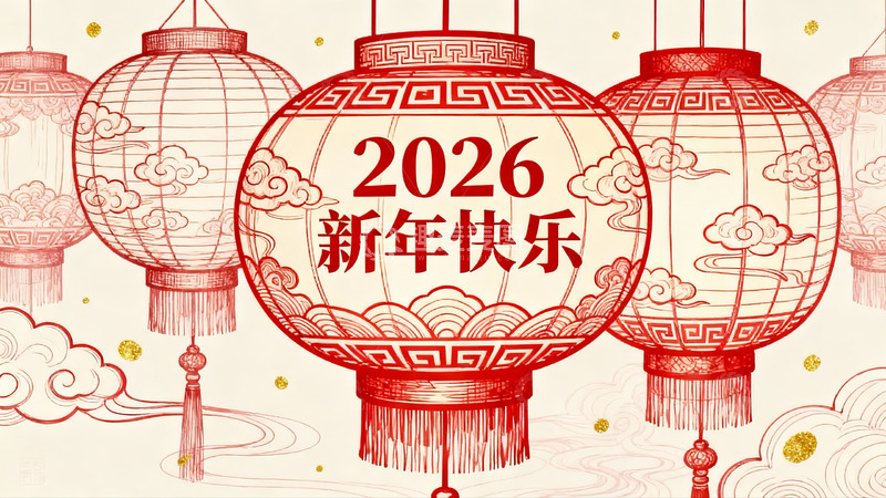 高清大图下载【趣麦麦图】2026新年红灯笼装饰图