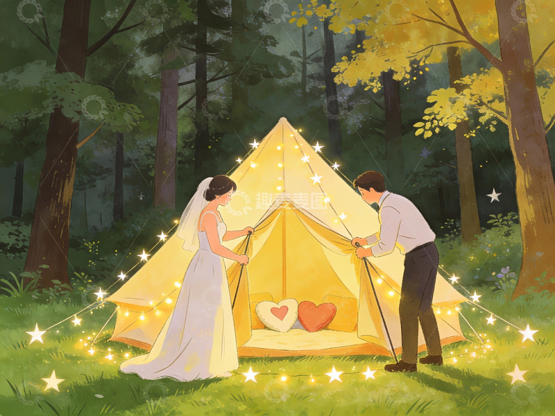 高清大图下载【趣麦麦图】森林婚礼帐篷场景