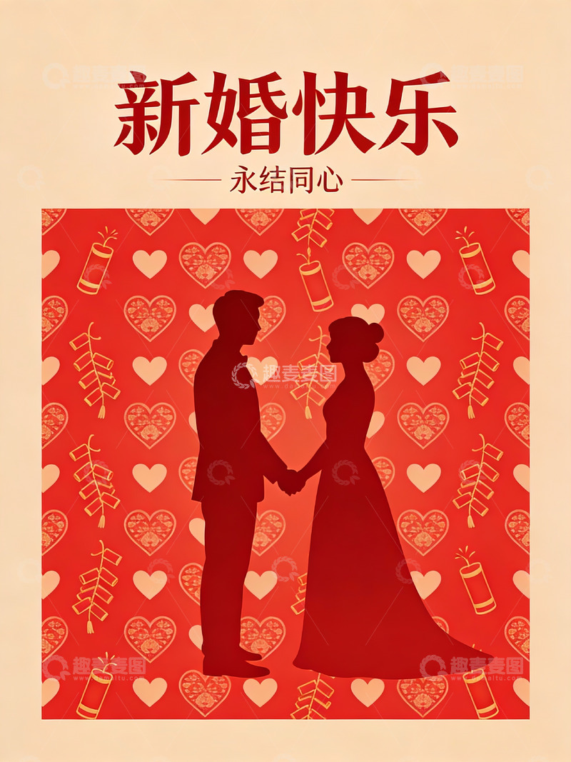 高清大图下载【趣麦麦图】新婚快乐贺卡设计