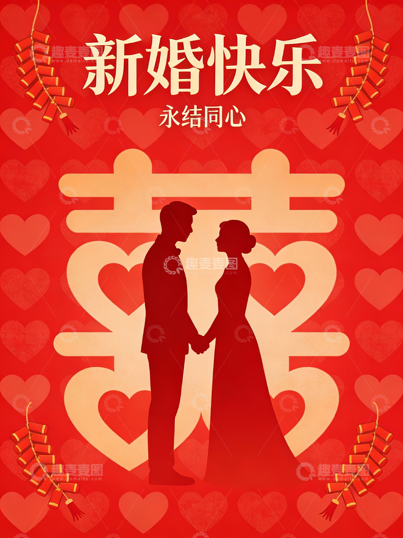 高清大图下载【趣麦麦图】-新婚祝福贺卡设计
