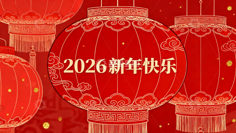 高清大图下载【趣麦麦图】红色灯笼迎新年2026