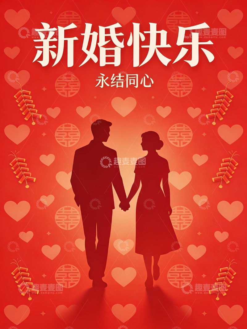 高清大图下载【趣麦麦图】新婚祝福海报设计
