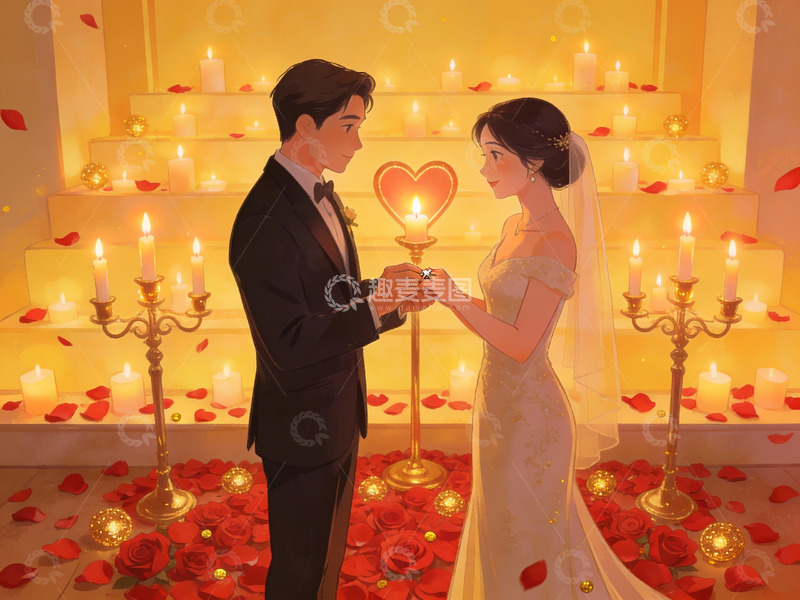 高清大图下载【趣麦麦图】烛光婚礼场景