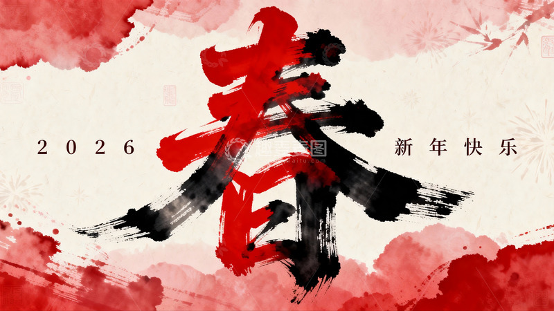 高清大图下载【趣麦麦图】2026新年春字艺术海报