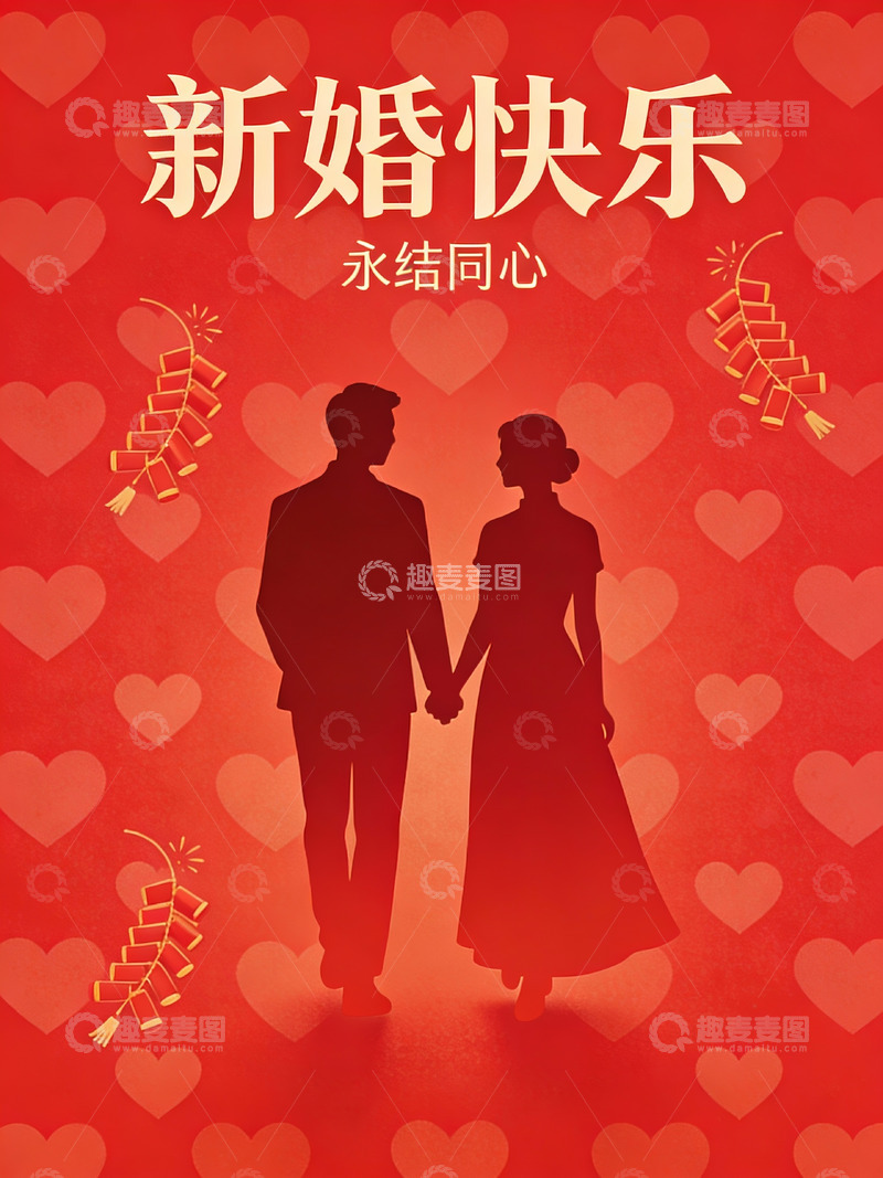 高清大图下载【趣麦麦图】新婚祝福海报设计