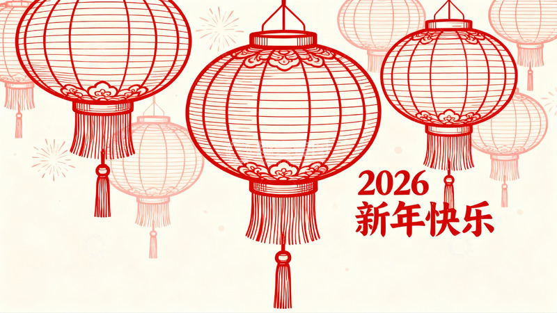 高清大图下载【趣麦麦图】红色灯笼迎新年