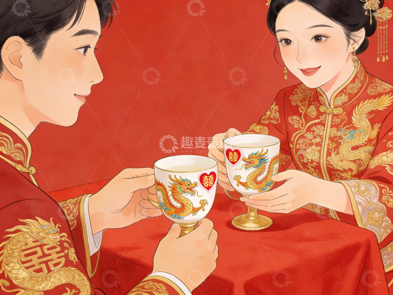 高清大图下载【趣麦麦图】新人共饮合卺酒