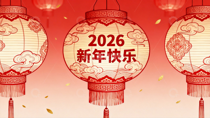 高清大图下载【趣麦麦图】2026新年灯笼装饰画面