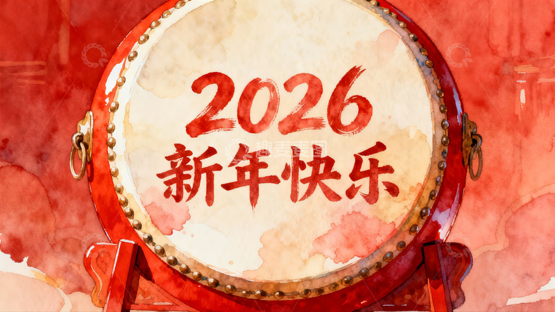 高清大图下载【趣麦麦图】新年快乐鼓绘图
