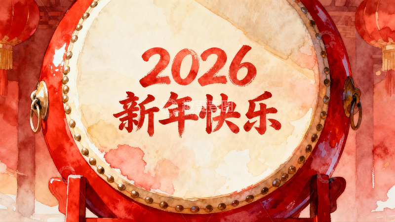 高清大图下载【趣麦麦图】新年快乐鼓绘图