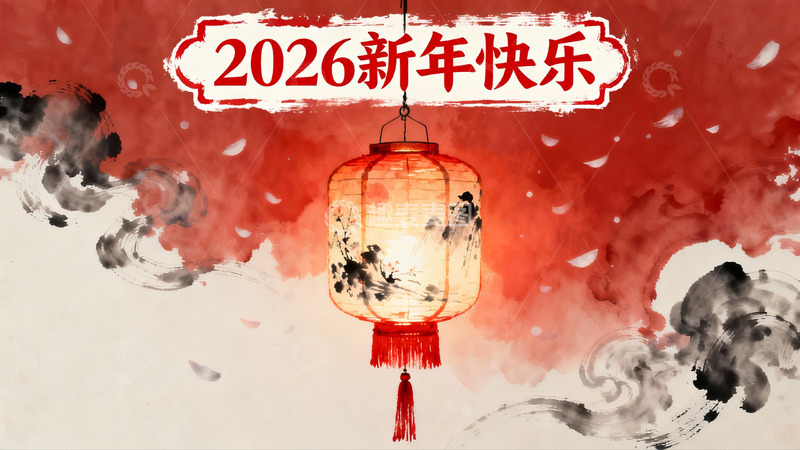 高清大图下载【趣麦麦图】新年灯笼水墨画