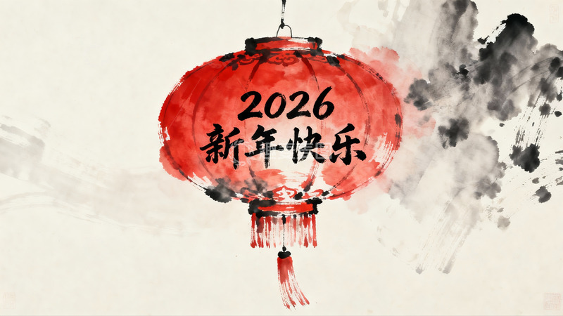 高清大图下载【趣麦麦图】新年红灯笼水墨画