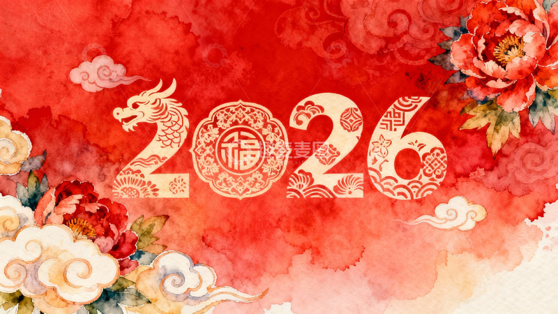 高清大图下载【趣麦麦图】2026新年龙年水墨画设计